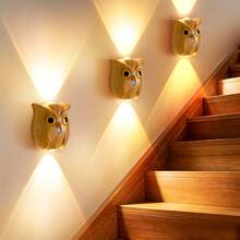 LED Motion Sensor Wall Light, Decorative Wall Lamp Lighting, Wireless USB Sensor Night Light, Wireless LED Wall Light, Rechargeable Magnetic Night Light, Suitable For Hallway, Kitchen Cabinet, Wardrobe And Room Decoration - Owl Design - View 6