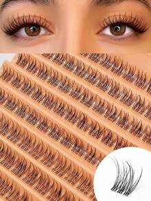 Asiteo 120pcs D Curl Manga Fish Tail DIY Eyelash Extensions, Soft Single Cluster False Lashes, Reusable, Suitable For Beginners, Travel And Makeup Essential, Perfect For Daily Commute - D - View 1