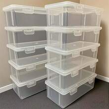 1/3 Set Transparent Plastic Storage Bins With Lids, Stackable Snap-Lock Airtight Storage Boxes, Multi-Size Organizer Bins For Closet, Kitchen, Storage Room, Garage, Bedroom, Office And Home Organization - White - View 9