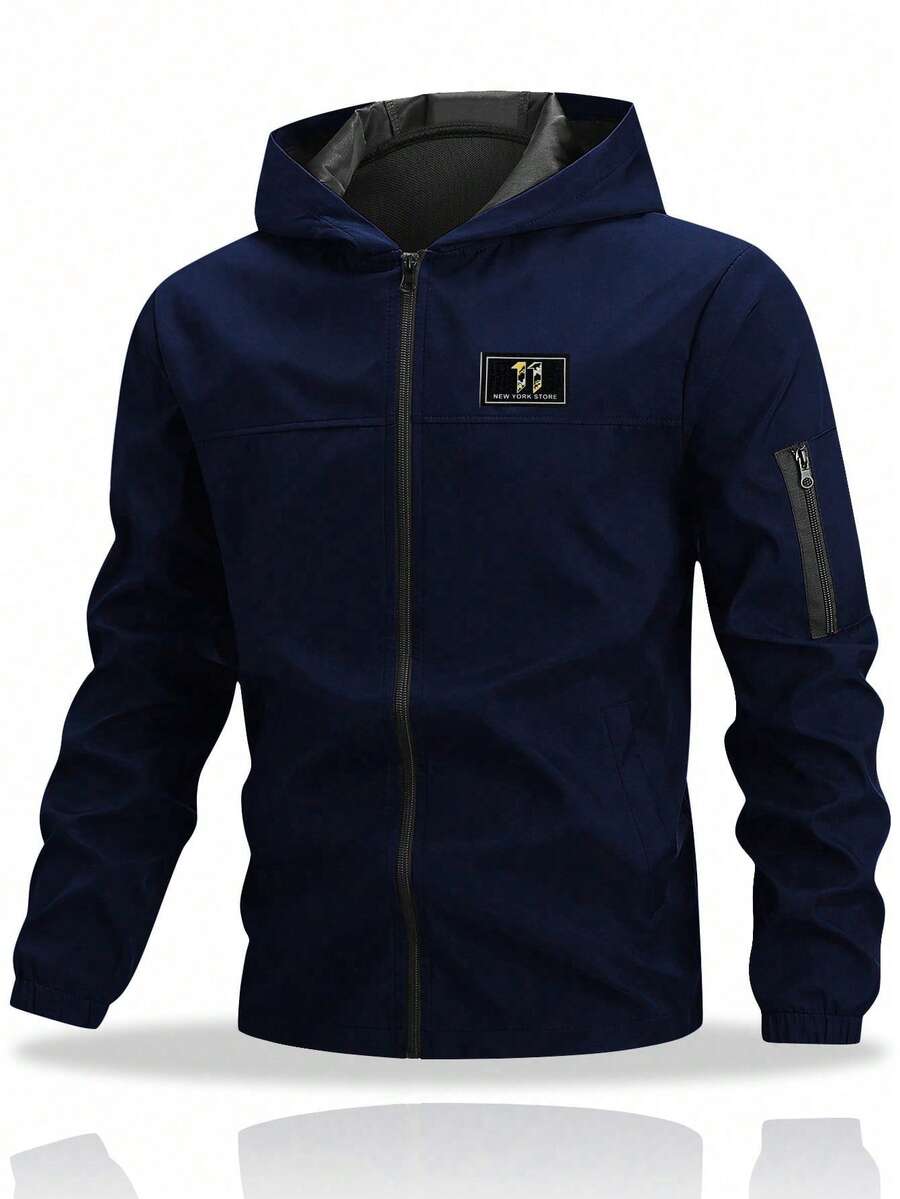 Men's Outdoor Sports Casual Multi-Pocket Fashion Hooded Lightweight Thin Fabric Jacket, Regular Fit - Royal Blue - View 1