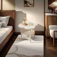 1件雙層堅固塑料邊桌，現代極簡純色雲朵造型，附防摔邊緣，儲物床頭櫃/咖啡桌，適用於客廳臥室沙發旁 - 彩色 - 查看 8