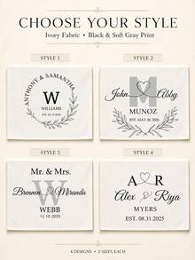 Customized Wedding Table Runner - Linen Banner With Surname, Wedding Reception Decor, Gift For Newlyweds, Suitable For Anniversary, Wedding Celebration - Multicolor - View 6