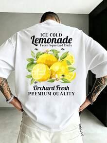 T-shirt uomo, a righe blu e bianche con motivo a limoni, attività ricreative e regali di viaggio, abbigliamento estivo da uomo, T-shirt da uomo per amanti dello stile italiano - Modello casual bianco - Visualizzare 4