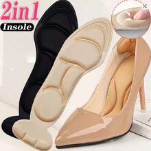 Breathable Foam Insoles With Toe Plugs - Non-Slip Comfortable High Heel Shoe Pads With Heel Support, Ergonomic Design | Foam Insole - Beige - View 2