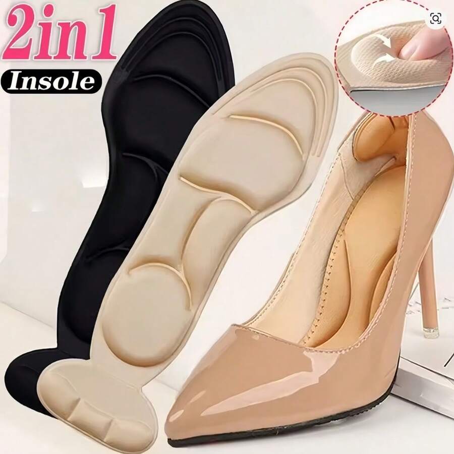 Breathable Foam Insoles With Toe Plugs - Non-Slip Comfortable High Heel Shoe Pads With Heel Support, Ergonomic Design | Foam Insole