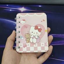 SANRIO Hello Kitty Pink Heart A7 Spiral Notebook, Random Pattern, (4pcs/Set) With Cute Cartoon Pattern And Bow Decoration, Thick Lined Paper Inside, Durable Hardcover Design, Suitable For Study, Office Or Journaling. Randomly Delivered In Different Colors And Styles, Fun Design, Spiral Binding. - A - View 9