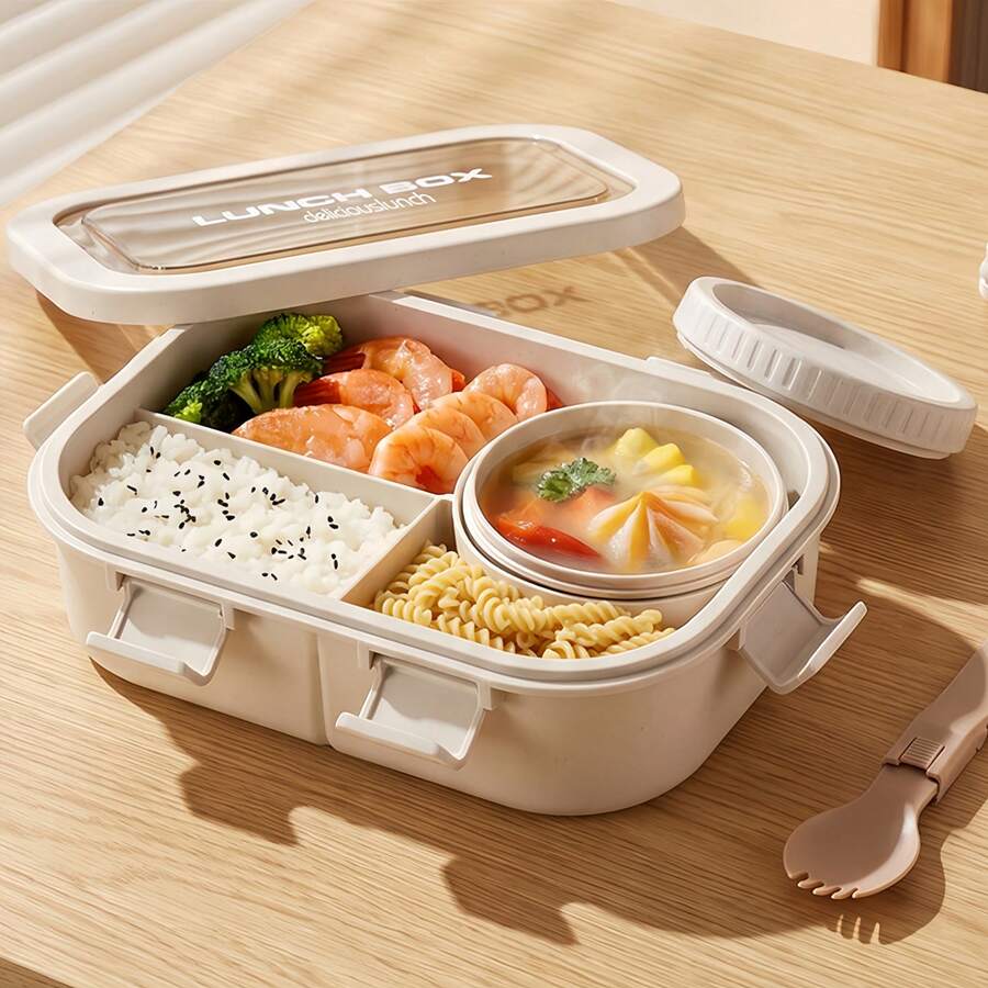 1/2 Pack Lunch Box, 6 Clips, Japanese Style Bento Box, Student Lunch Box, Office Worker Divided Bento Box, Sealed Fresh-Keeping Box, Back To School Essential, Kitchen Supplies