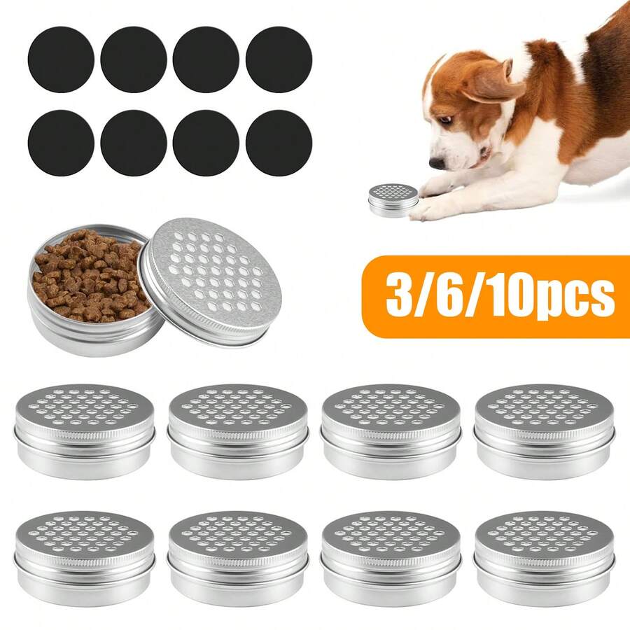 3/6/10pcs Dog Scent Training Box, With Soft Magnetic Stickers, Anti-Bite Anti-Saliva Aluminum Alloy Shell, Portable Multi-Hole Pet Scent Work Box, Suitable For Dog Search Games, Indoor And Outdoor Use, Suitable For Dog Cages, Lawns, Yards And Travel
