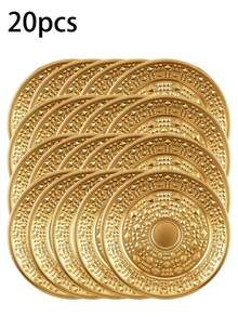 6pcs/3pcs/1pc Gold Round Rippled Stainless Steel Dinner Plate Set, 25cm/9.8in Size, Suitable For Japanese/ Home Kitchen/Restaurant/Outdoor Party Gatherings And More. Student Tableware/Party Tableware Set. - Multicolor - View 19
