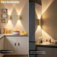 Lampe murale LED à détecteur de mouvement, lampe murale décorative sans fil, éclairage LED de protection des yeux, veilleuse à pile, convient pour le couloir, la salle de bain, la chambre, la cuisine, la décoration de la maison, la décoration du salon - Multicolore - Voir 7