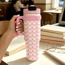 1PC 1000ML Simple Polka Dot, Creative Bow, Stylish Creative Pattern Stainless Steel Insulated Cup, Double Beverage Coffee Cup, Portable Straw Cup, Fashionable Insulated Cup, Suitable For Office/Home, Gift For Family/Friends, Coffee/Milk/Tea - Multicolor - View 14