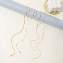 Cinturón de cadena de cintura de doble capa de oro para mujeres, cadena de Body de vientre ajustable de hueso de serpiente & cuentas, decoración de bikini de playa de verano, joyería de cintura - Oro amarillo 6 - Ver 7