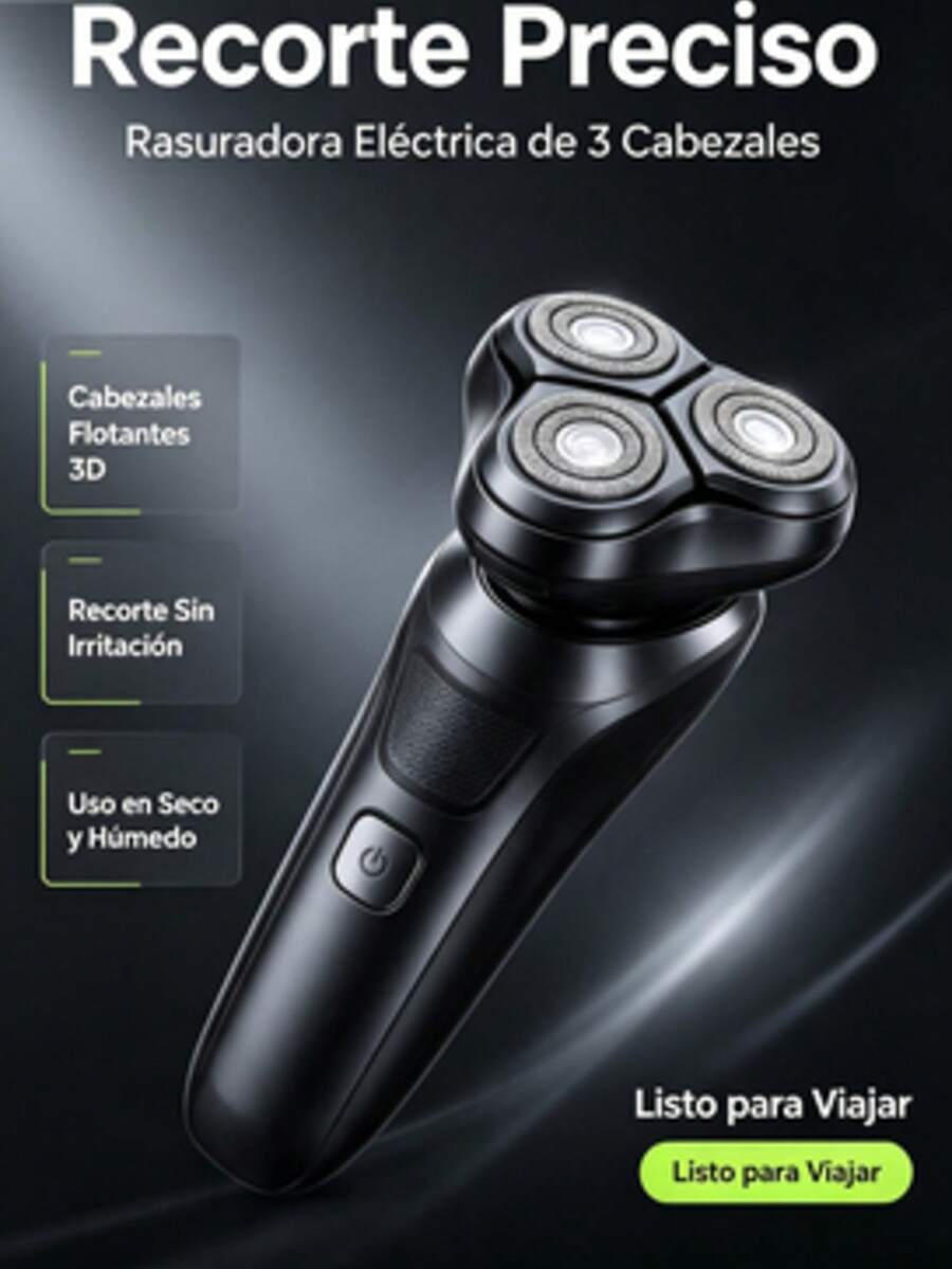 Afeitadora Eléctrica Para Hombre, Cabezas Giratorias 3D, Carga Tipo-C Portátil, Rasuradora Recargable Para Barba, Uso Diario y Viajes, Regalo Ideal para Caballeros - Multicolor - Ver 1