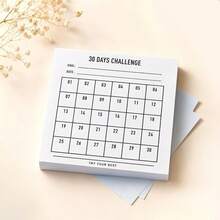 1/4pcs Minimalist 30-Day Challenge Habit Tracker Sticky Notes,Suitable For Square Adhesive Note Sheets For Office School Planner Journal, Simulation Exercise Book Design Notepads, Office Stationery Supplies, Student Daily To Do List Note Paper - one-size - View 3