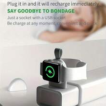 1 buah Charger Jam Tangan Nirkabel Magnetik Mini USB, Adaptor Pengisian Cepat Portabel Plug and Play, Kompatibel dengan Apple Watch Ultra Series 9/8/7/6/SE/SE2/5/4/3/2/1 Semua Model - Putih - View 2
