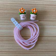 Flower Design Cable Protector, Anti-Breakage Charging Cable Protector, Compatible With IPhone 12-15/16, Type-C & Lightning Data Cable Protector, Cute Decorative Charging Cable Protector - Multicolor - View 13