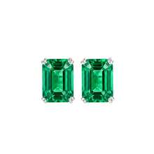 Women's Minimalist Transparent Inlaid Rectangular Green Zirconia Stud Earrings, Clean And Elegant Commuter Style - Green - View 5
