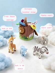 BBSKY 1 buah Set Mainan Sensorik Rumah Pohon Berbentuk Tunggul Pohon Hutan untuk Bayi Laki-laki dan Perempuan, Mainan Bayi Interaktif Ciluk-Ba dengan Kertas Berkerut, Mainan Kerincingan, Bunyi Berderit, dan Cermin, Mainan Interaktif Sensorik untuk Melatih Keterampilan Motorik Halus, Cocok Sebagai Hadiah untuk Bayi Baru Lahir - MultiWarna - View 4