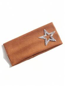 1pc Women's Rhinestone Pentagram Ribbed Solid Color Casual Outdoor Headband, Fashionable Versatile Daily Street Hair Accessory - Multicolor - View 28