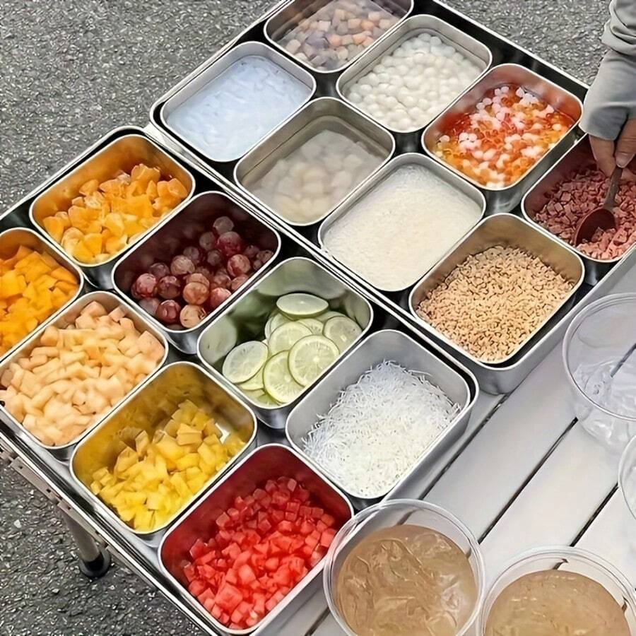 20pcs Stainless Steel Food Storage Container Set, Multi-Functional Kitchen Fresh-Keeping Box, Includes 10 Containers + 10 Leak-Proof Stackable Lids, Reusable, Suitable For Outdoor Camping, Family Gatherings, Office And School Use