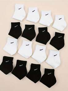 10/20 Pairs Random Children's Crew Socks, Sports Socks, Back To School Running Socks, Black, White And Gray Colors, Suitable For Daily Wear - Multicolor - View 2