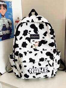 1 pièce Sac à dos personnalisé de retour à l'école, mode vintage, grande capacité, imprimé zèbre, léopard, vache, fermeture éclair, matériau nylon, bretelles réglables, poignée de transport, convient pour l'école, les déplacements, les courses, les voyages en plein air, l'utilisation quotidienne. Cadeau d'anniversaire. - Multicolore - Voir 28