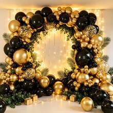 Black Metallic Gold Balloon Arch Set 114 Counts Latex Balloons For Wedding Birthday Anniversary Graduation Indoor Outdoor Scene Layout - Multicolor - View 3