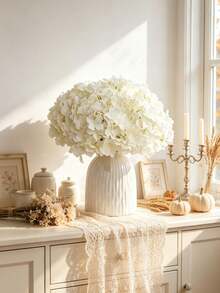 10/20pcs  Artificial Hydrangeas With Stems, Perfect For Home, Wedding, Party Decorations, DIY Floral Arrangements, Gifts For Women, Home Decor, Back-To-School Decorations, And Autumn Decor - White - View 10