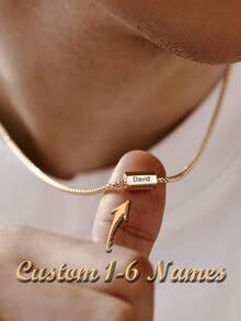 Men's Customized Name Necklace, Engraved Bead Necklace, Personalized Dad Gift, Father's Day Jewelry, Name Necklace, Gift For Him - Multicolor - View 1