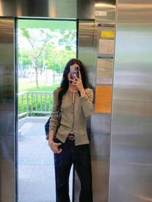 Women's Relaxed Fit Grey Cinched Waist Long Sleeve Knit Sweater, Loose Slimming Versatile Base Layer Top For Autumn - Picture Color - View 4