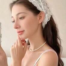 1件時尚波希米亞風花卉刺繡大尺寸蕾絲三角巾頭巾女款配件 - 白色 - 查看 3