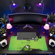 1pc Extra Large Bright Green Monster Fang Cartoon Pattern Mouse Pad, Soft Fabric Keyboard Mat With Anti-Slip Rubber Bottom And Stitched Edges. American Retro Comic Monster Illustration Aesthetic, Suitable For Gaming, Home Office And Study Scenarios. - View 8