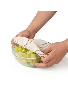 Striped Linen Bowl Cover For Refrigerator Freshness, Bread Fermentation, Reusable Bread Fermentation Bowl Cover, Salad Bowl Cover - Multicolor - View 3
