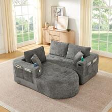 L-Shaped Corner Sofa As A Cloud Couch In A Self-Assembly Design With Heat-Resistant Stainless Steel Cup Holder And Breathable & Durable Linen Cover Including Clever Side Pockets And Armrests - Grey - View 4