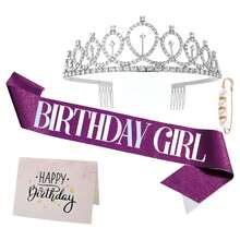 Rhinestone Birthday Party Set, Crown, Birthday Queen Sash, Women's Happy Birthday Hair Accessories, Ball Gift, Decoration, School Essential - Multicolor - View 6