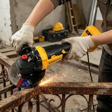SuperPan 125mm Rechargeable Cordless Brushless Angle Grinder + Grinding Disc Set, 6.0Ah Large Capacity Battery, Metal Grinding & Polishing All-In-One Machine, Home / Auto Repair / Woodworking Multi-Function Grinder, Battery And Power Adapter Not Included (Bare Tool) - Yellow - View 3