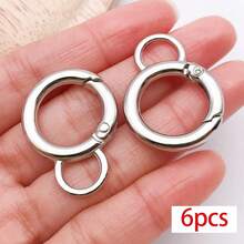 6pcs Metal Keychain Findings Star Heart Spring Rings Lobster Clasps Carabiner Clips Swivel Hooks For DIY Keychains Bag Charms Jewelry Making Supplies - Multicolor - View 18
