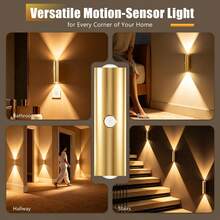 LED Motion Sensor Wall Lamp, Wiring-Free Wall Sconce Decor Lamp Lighting, 3 Colors Dimmable Wall Light, Battery-Powered Night Light, Suitable For Corridors, Bathrooms, Kitchens, Room Decor, Bedroom Decor, Home Decor, Christmas And Halloween Decor - Multicolor - View 7