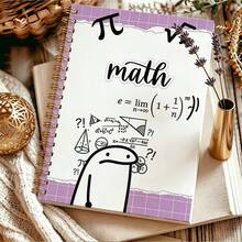 1pc A5 Spiral Notebook, Playful π Equation Cartoon Cover Journal, Back To School Must-Have Supplies, Math Homework Draft Memo Notebook, Adorable Humorous STEM Student Stationery Gift - MATH - View 4