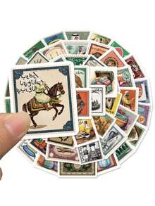 50pcs/Pack Retro Aesthetic Arabic Culture Stickers, Decorative Decals For Luggage Notebook Laptop Guitar Phone Stationery Sticker - Multicolor - View 7