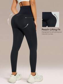 1pc Maternity Solid Color High Waist Slim Fit Long Pants All Season - Black - View 2