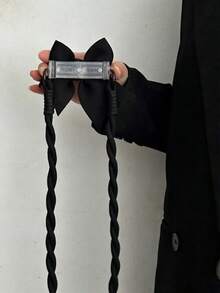 1 buah Gantungan Ponsel Bentuk Hati Kecil Klip Gantungan Ponsel Universal Desain INS Tali Rantai Aksesori Selempang DIY - Hitam - View 2
