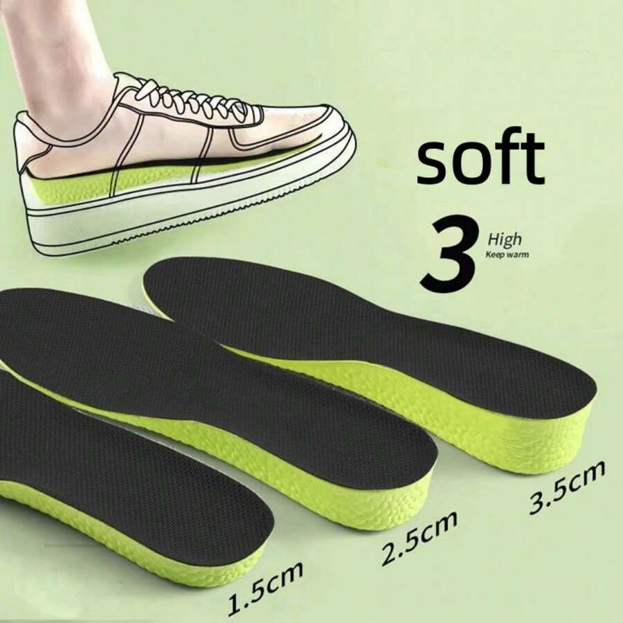 0.59/0.98/1.37 Inch Mugwort Height Increasing Insoles, Unisex Soft Height Increasing Pads, Shock-Absorbing High Elasticity Fitness Sports Height Increasing Insoles, Trimmable Size - A - View 1