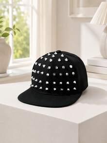 1pc Unisex Punk Rock Rivet Flat Brim Baseball Cap, Hip Hop Street Style Personalized Hat, Suitable For Outdoor Sports, Cycling, Festivals, Parties And Daily Casual Wear, Multiple Colors - Multicolor - View 7