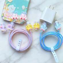 Protectores de cable para cargador de , protector de cargador con patrón adorable, salvador de cable de teléfono y sujetador USB compatible con iPhone 16 15 14/13/12/11 Pro Max - Multicolor - Ver 1