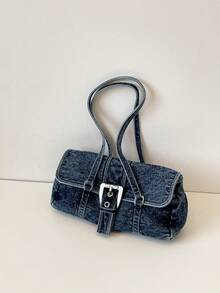 Vintage Denim Fashionable Women's Underarm Bag, Lightweight Comfortable Handbag, Daily Shopping Dating Casual Commute Shoulder Bag - Multicolor - View 12