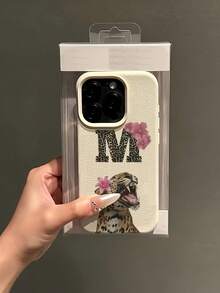 1件 白色豹紋字母M極簡個性化TPU防震全包手機殼，適用於Apple 17 16 15 14 13 12 11 Pro Max Air及系列 - 彩色 - 查看 4