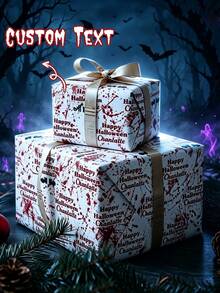 Personalized Custom Name Blood Splatter Paper Suitable For Halloween - Creepy Red Blood Splash Sheets With Editable Name Text, A3 Size For DIY Crafts, Gothic Table Decor, Gift Wrapping & Horror Party Backdrops - Adult Spooky Supplies - Multicolor - View 3