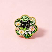 Cute Black Cat Floral Lapel Enamel Pins And Brooches Badge Pins For Backpacks Bags Backpack Cool Decoration Friend For Gifts - Multicolor - View 4