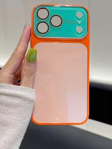 Ins 高端藍色玻璃手機殼，適用於 iPhone 17 Pro Max、16 Pro、15、14、13、12，全覆蓋鏡頭膜，防摔保護殼，適合男女與情侶使用 - 橘色 - 查看 6
